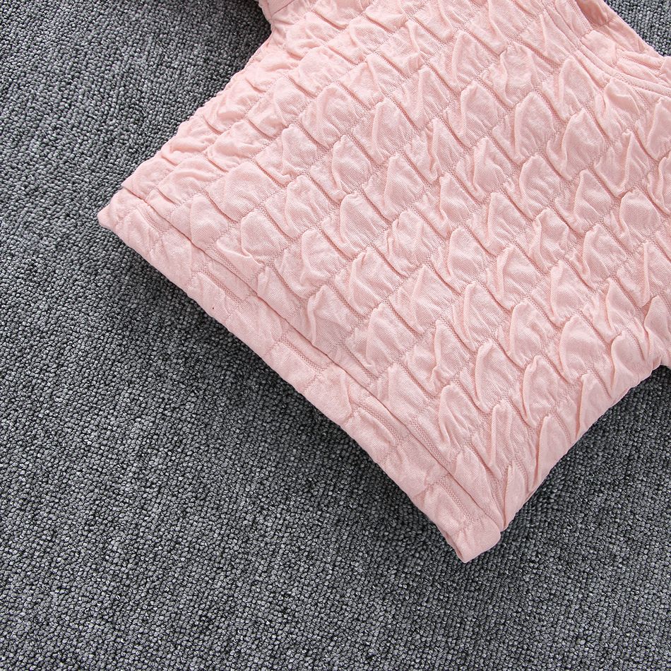 2pcs Toddler Girl Textured Back Bowknot Design Pink Sweatshirt anf Elasticized Pants Set Pink big image 5