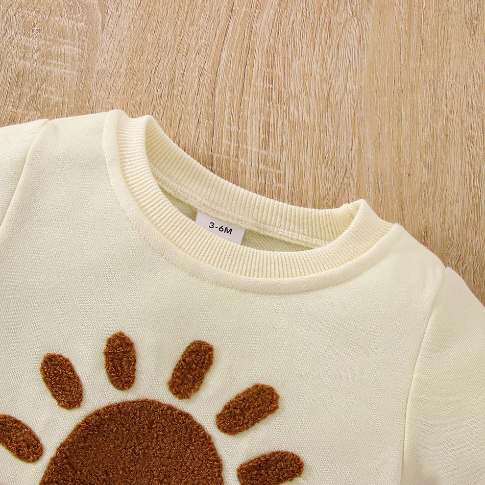 2 قطعة طفل رضيع / فتاة طويلة الأكمام قميص الشمس الرسم والسراويل مجموعة مشمش big image 4