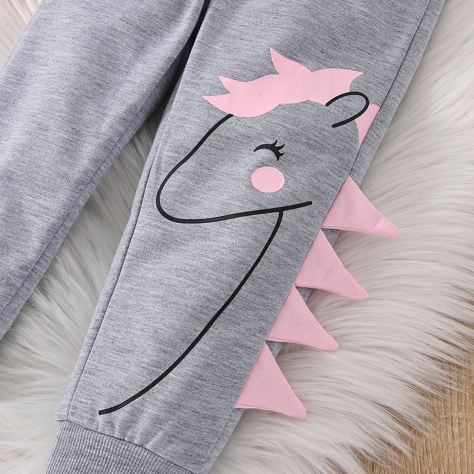 2pcs Toddler Girl Playful Unicorn Print Sweatshirt and Elasticized Pants Set Pink big image 6