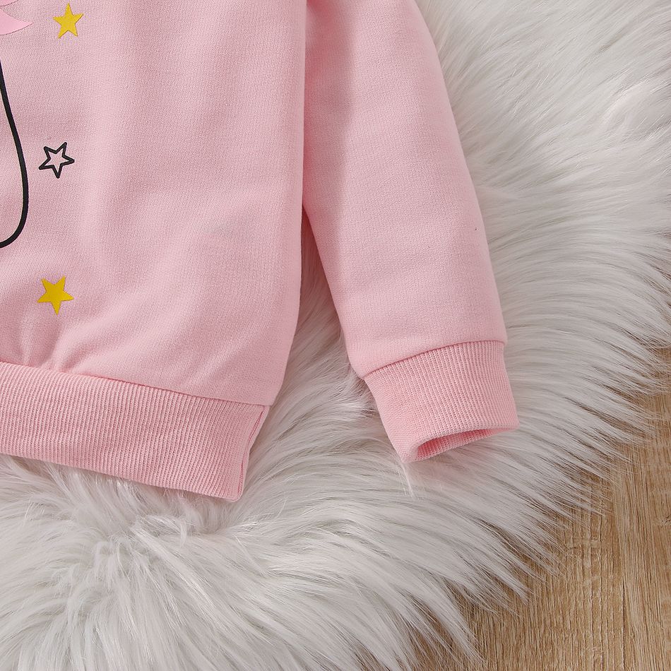2pcs Toddler Girl Playful Unicorn Print Sweatshirt and Elasticized Pants Set Pink big image 5