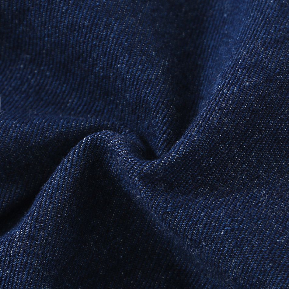 Baby Girl Button Front Blue Denim Long-sleeve Dress Blue