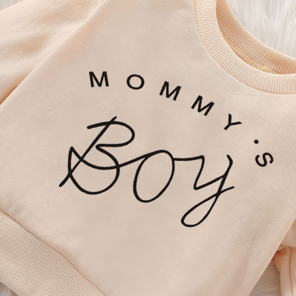 Baby Boy/Girl Letter Print Long-sleeve Pullover Sweatshirt Apricot big image 5