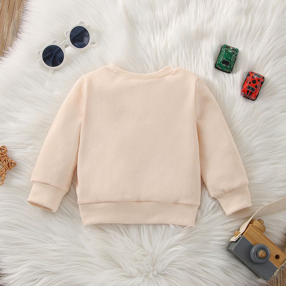 Baby Boy/Girl Letter Print Long-sleeve Pullover Sweatshirt Apricot big image 3