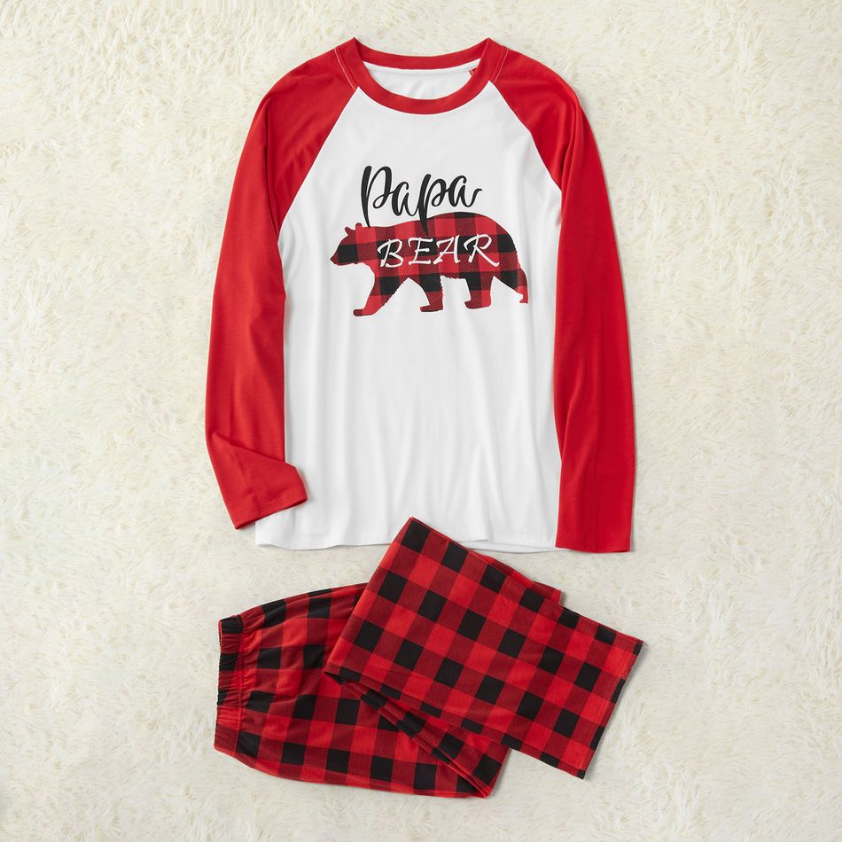 Plaid Bear Family Matching Pajamas Sets(Flame Resistant) Red/White big image 4
