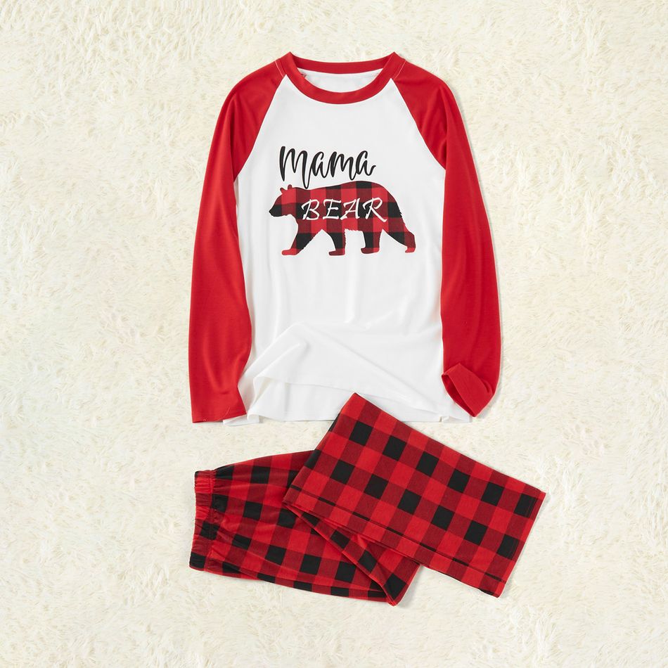 Plaid Bear Family Matching Pajamas Sets(Flame Resistant) Red/White big image 5