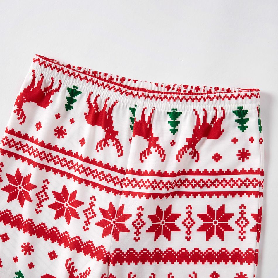 Christmas Reindeer and Snowflake Patterned Family Matching Pajamas Sets(Flame Resistant) Red/White big image 9