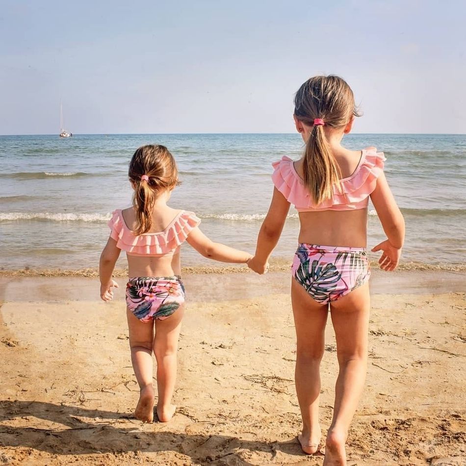 Look de família Plantas e flores tropicais Conjuntos de roupa para a família Fato de banho Rosa big image 7