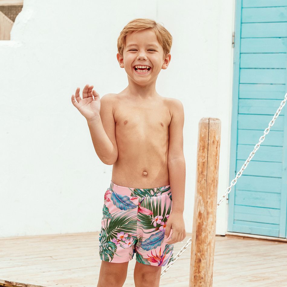 Look de família Plantas e flores tropicais Conjuntos de roupa para a família Fato de banho Rosa big image 14