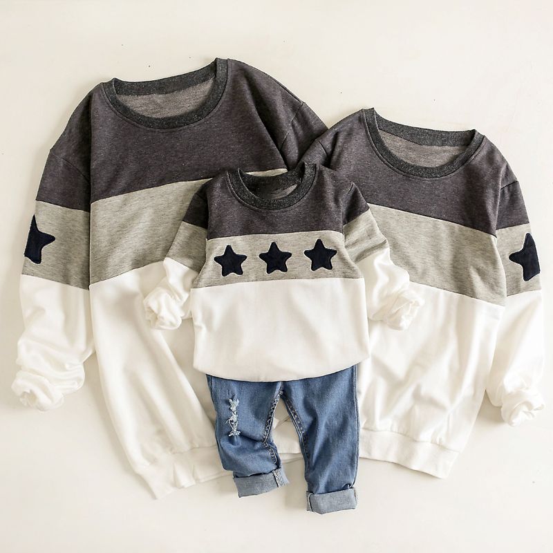 Classic Star Print Colorblock Family Matching Sweatshirts(Without Pants) Color block big image 2