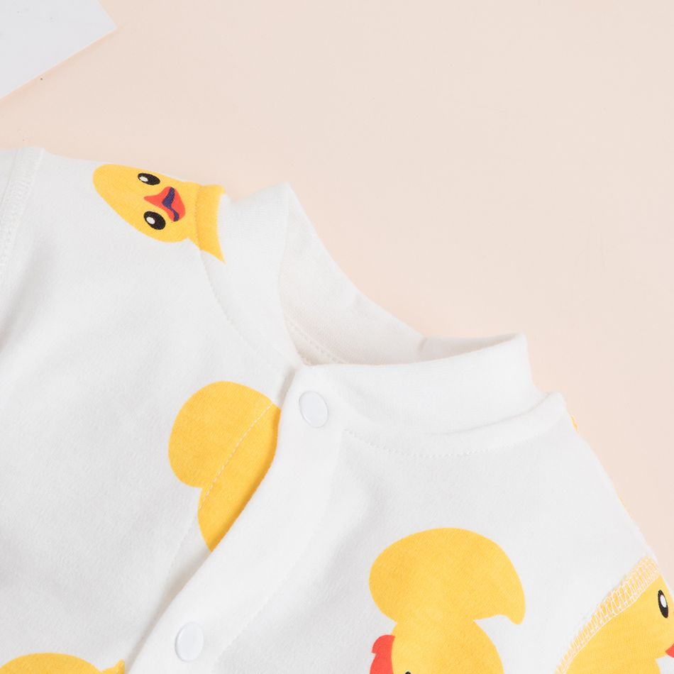 Duck Allover Long-sleeve Baby Jumpsuit White big image 2