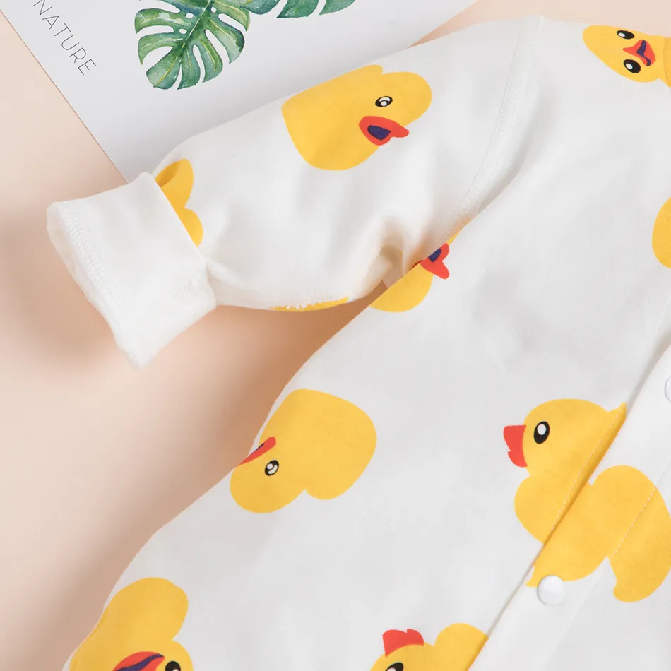 Duck Allover Long-sleeve Baby Jumpsuit White big image 4