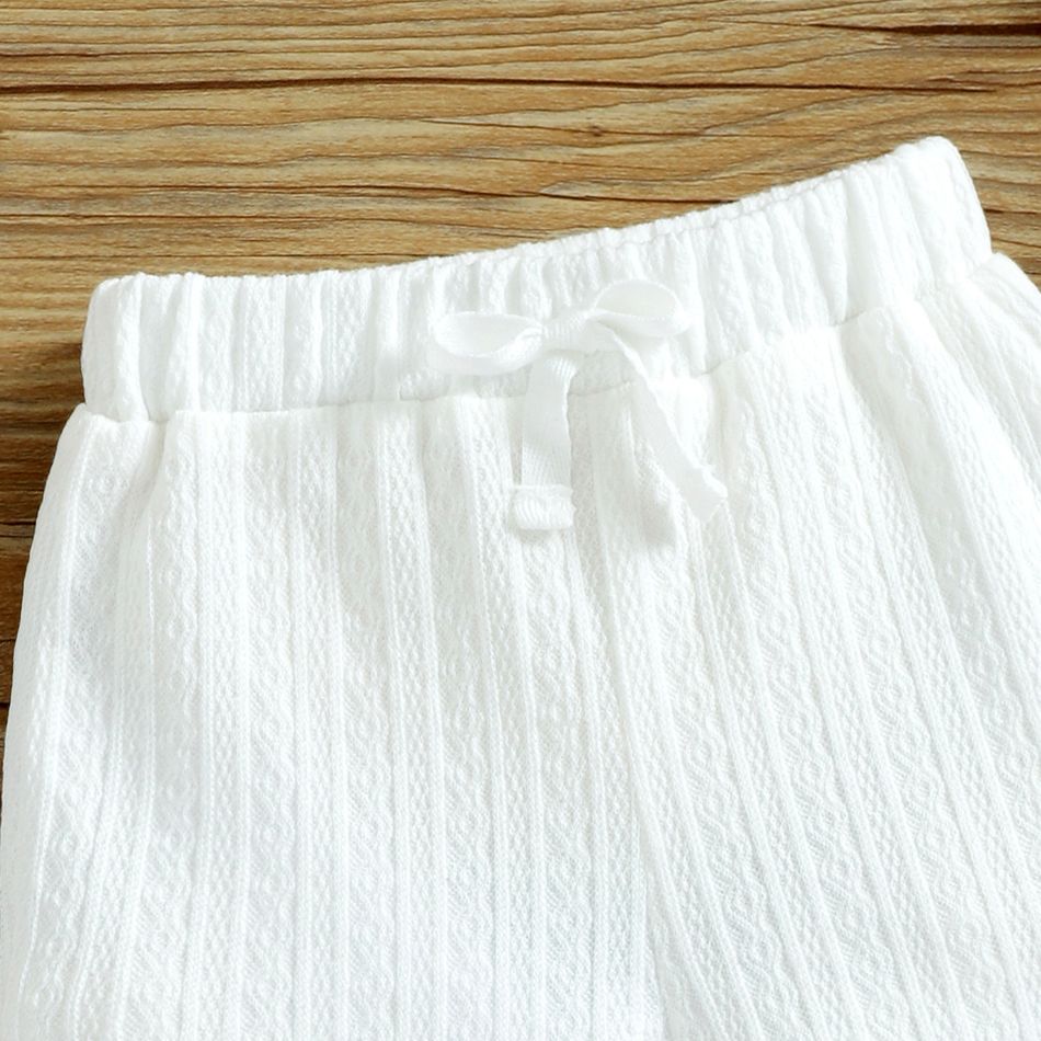 2pcs Baby Boy/Girl 95% Cotton Short-sleeve Solid Cable Knit Tee and Shorts Set White big image 7
