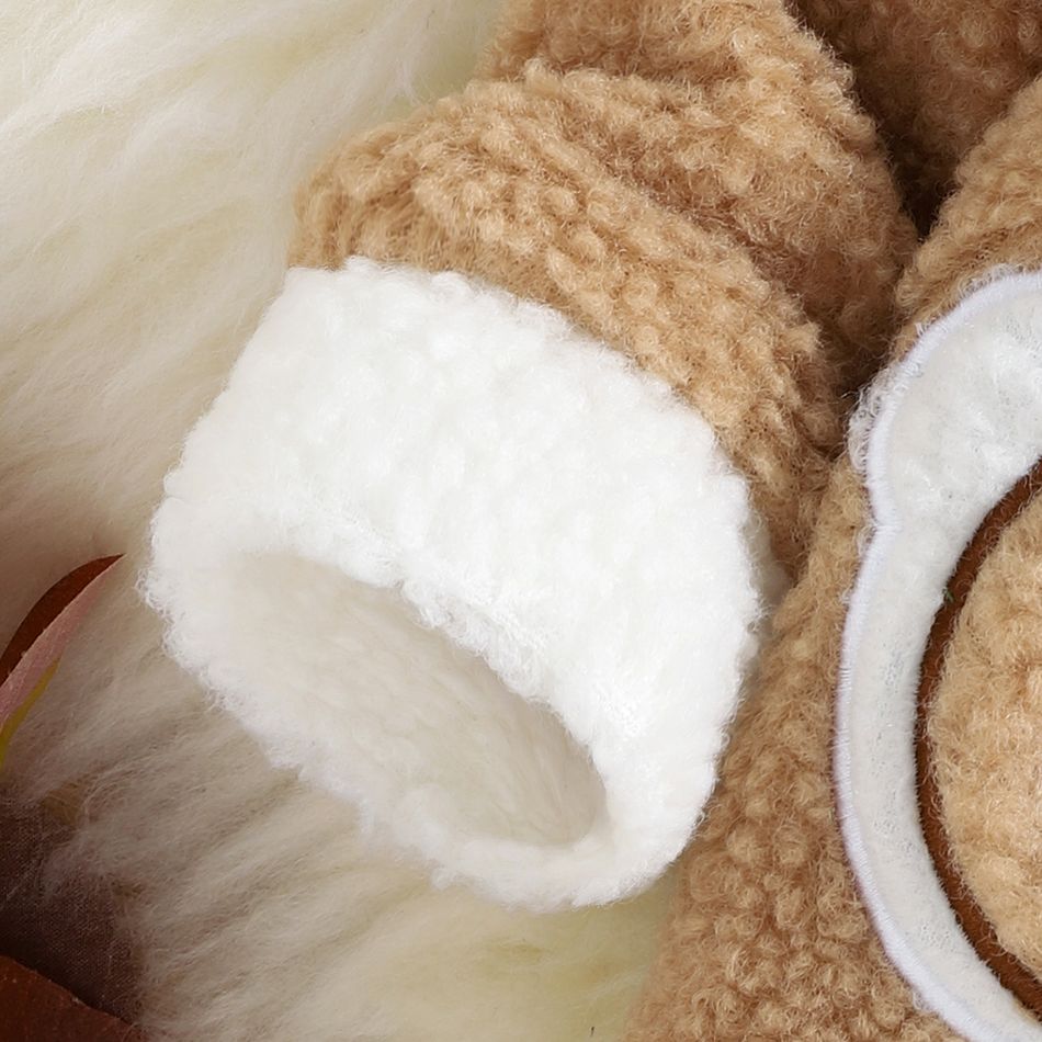 Baby Boy Bear Ears Hooded Long-sleeve Zipper Thermal Fleece Coat Khaki big image 6