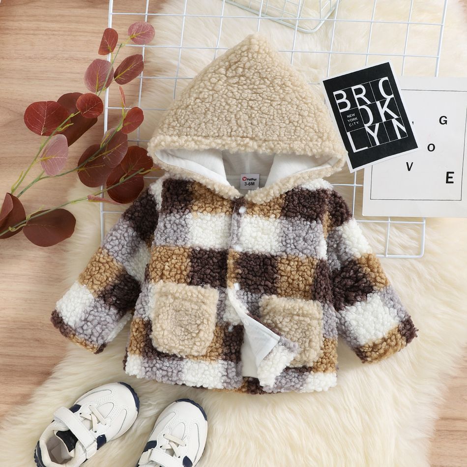 Bébé Unisexe À capuche Décontracté Manches longues Manteau / Veste Marron big image 3