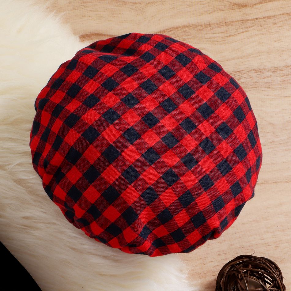 3 قطع طفلة قبعة منقوشة قبعة & كنزة سوداء ومجموعة تنورة غير النظامية أحمر big image 4