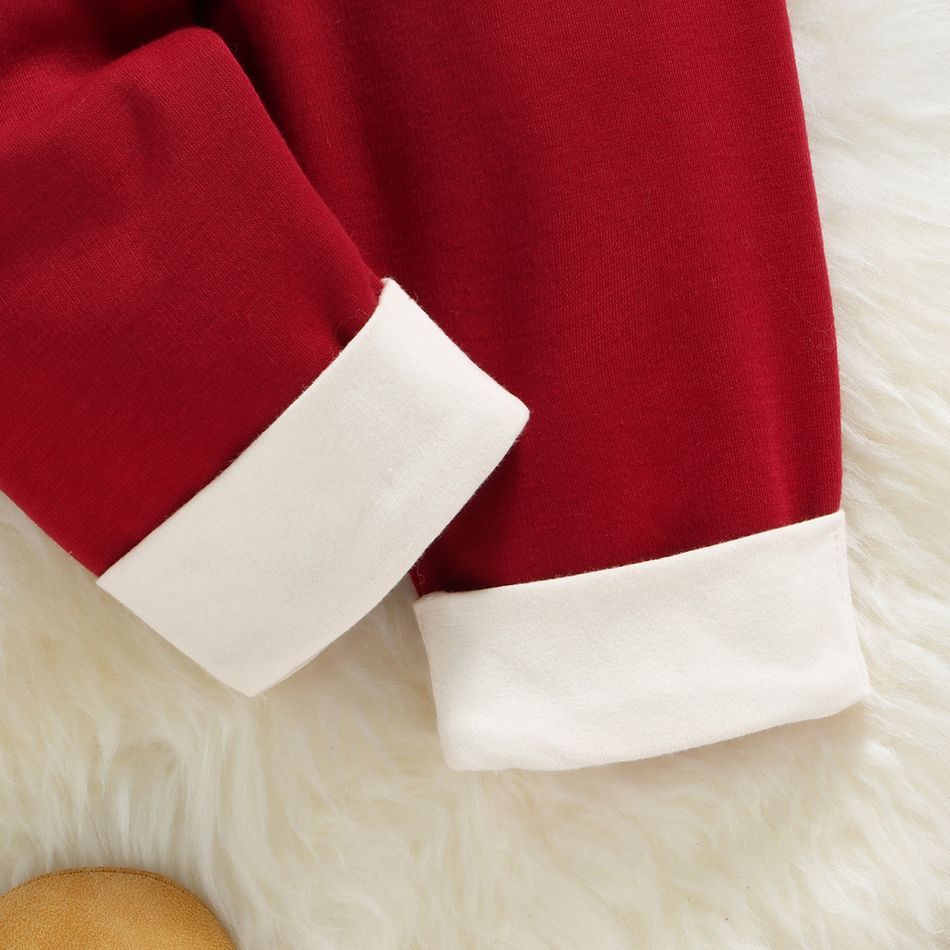Christmas 2pcs Baby Boy/Girl Thickened Red Long-sleeve Hoodie and Sweatpants Set Red big image 6