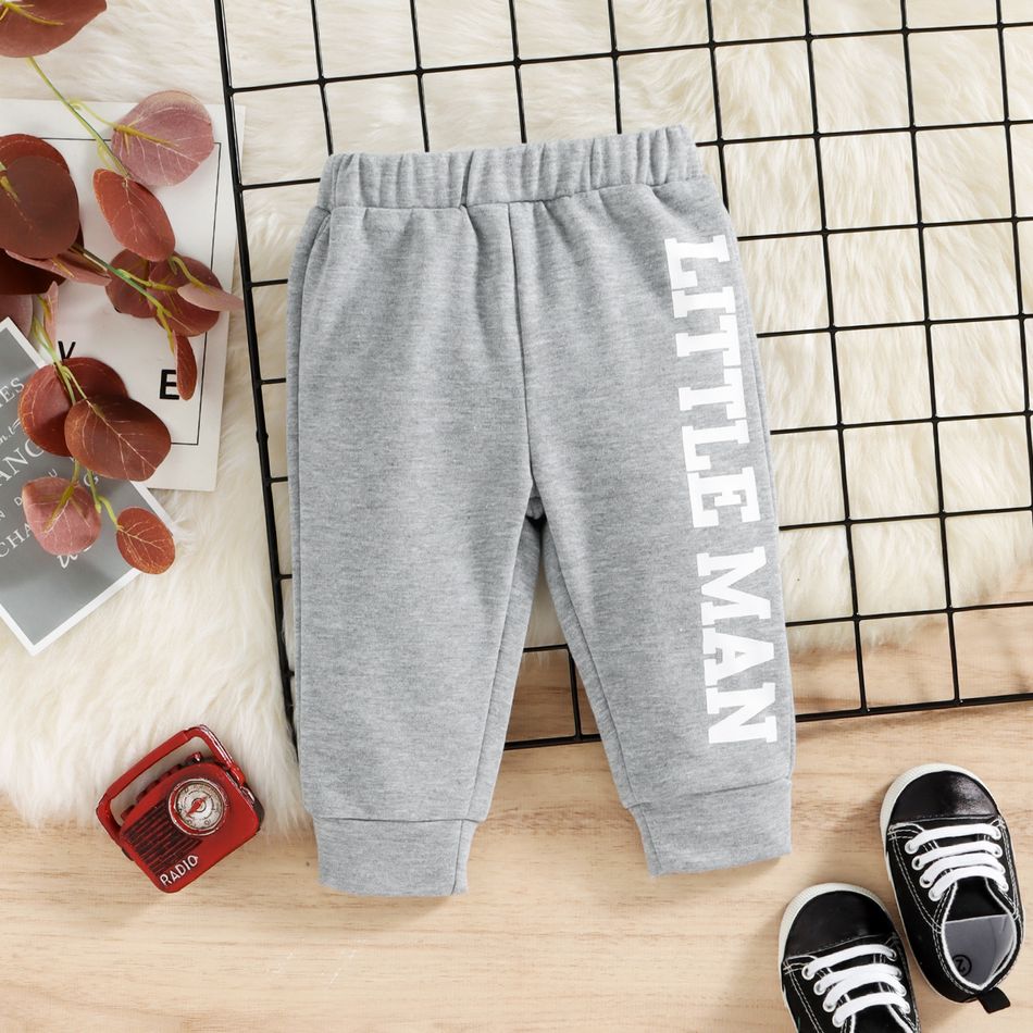 Baby Boy Letter Print Casual Sweatpants Grey