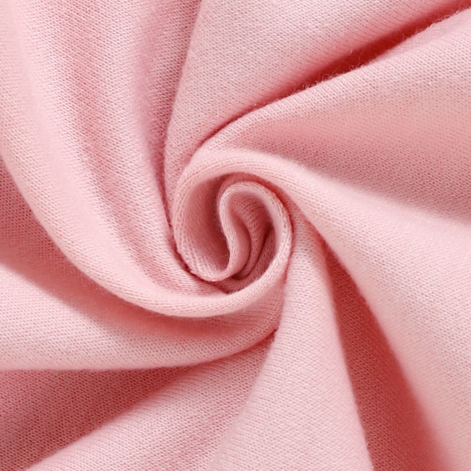 Baby Girl Floral Print Raglan-sleeve Letter Embroidered Button Front Bomber Jacket Pink big image 7