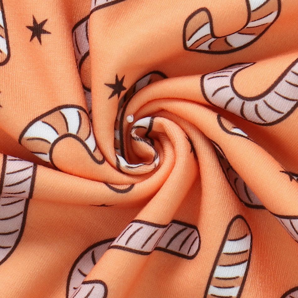 Christmas Baby Boy/Girl Allover Candy Cane Print Long-sleeve Romper Orange