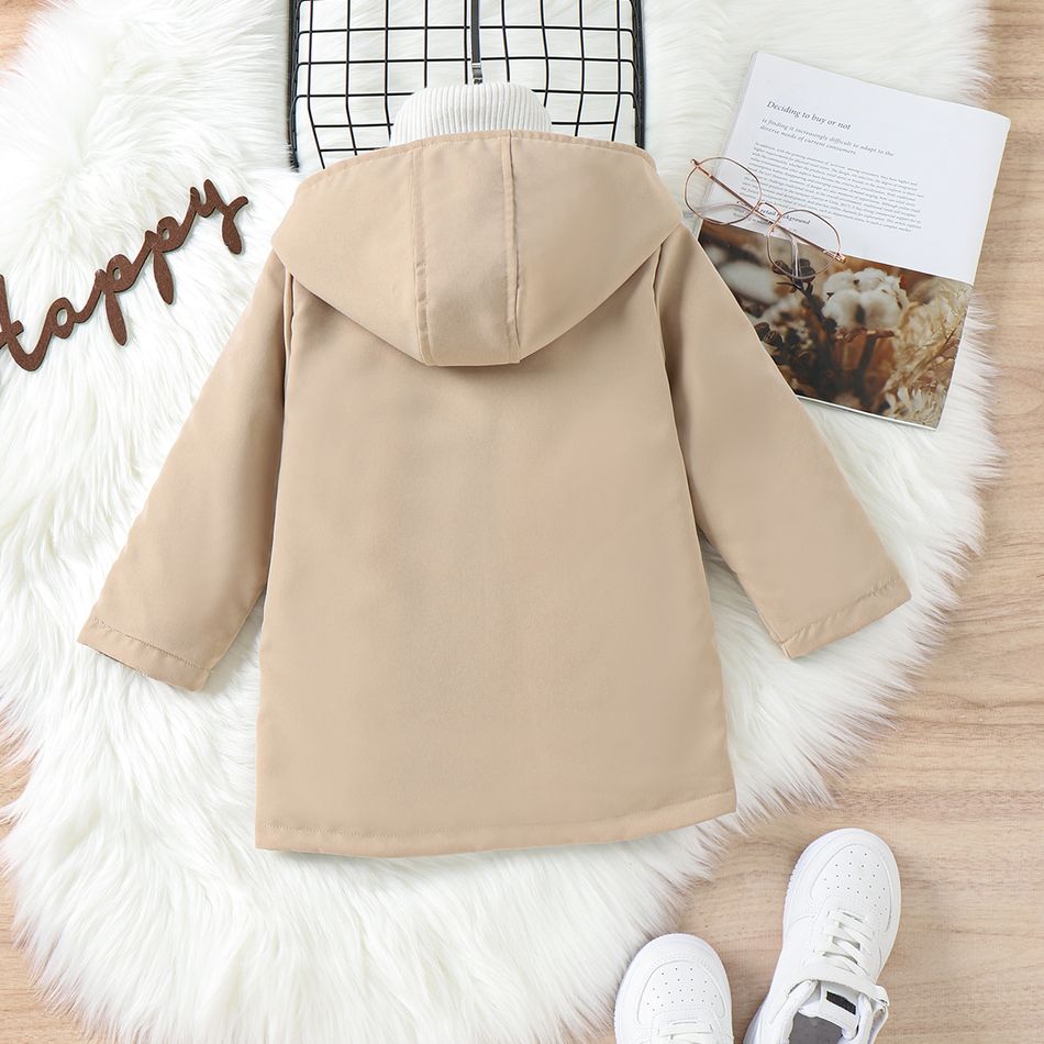 Toddler Boy/Girl Reversible Plaid Pocket Design Hooded Trench Coat Brown big image 5