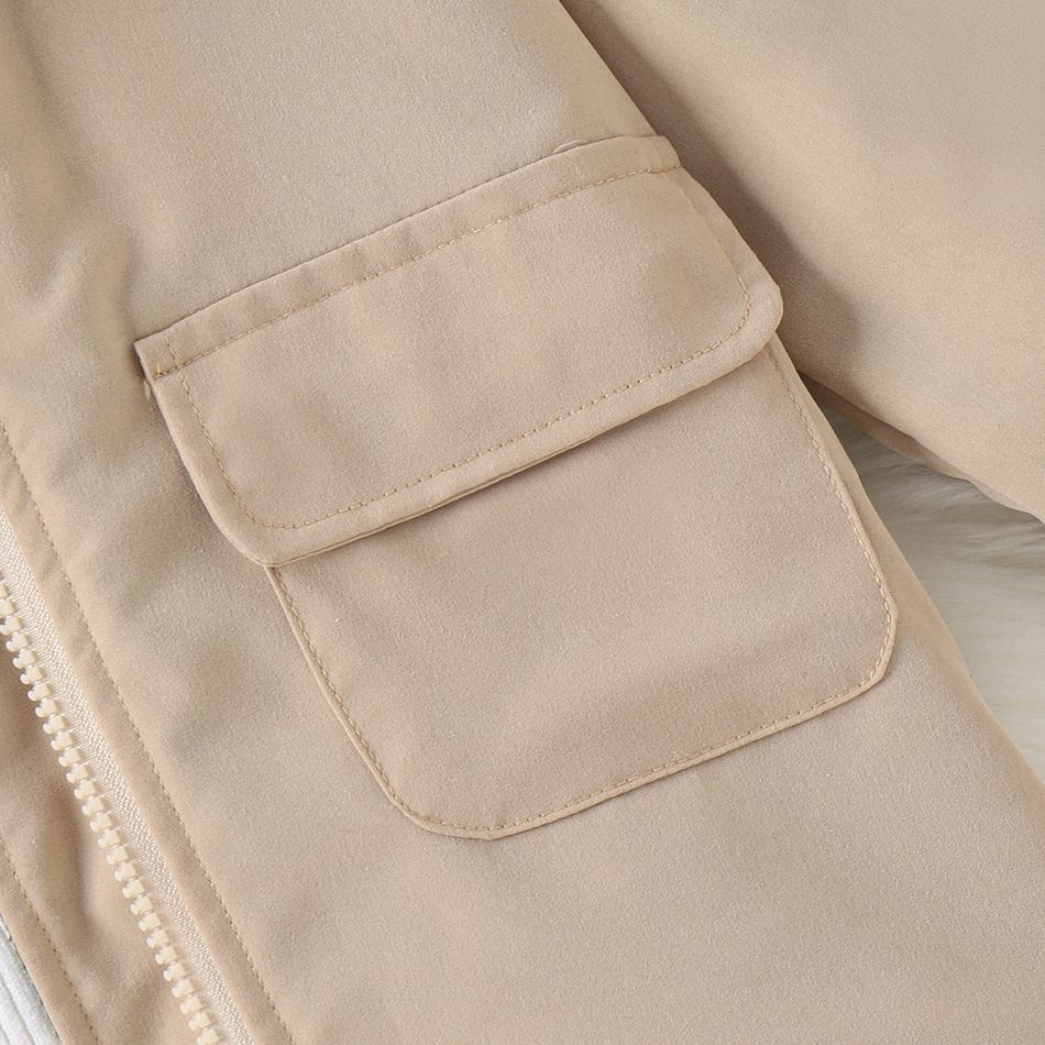 Toddler Boy/Girl Reversible Plaid Pocket Design Hooded Trench Coat Brown big image 6