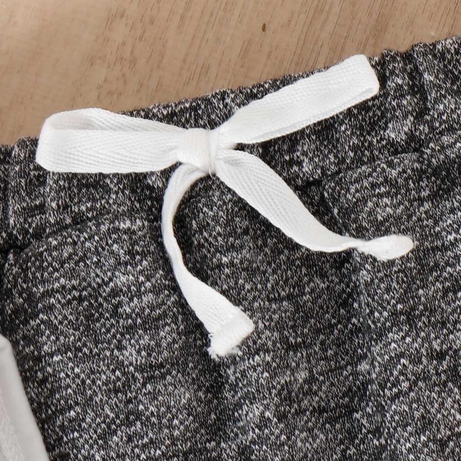 3pcs Baby Boy Short-sleeve Letter Print Romper and Heathered Pants & Hat Set Flecked Grey big image 6