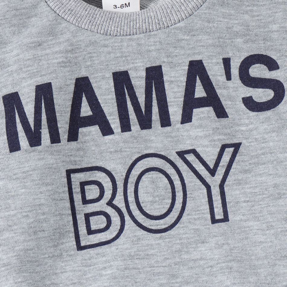 2pcs Baby Boy Letter Print Colorblock Long-sleeve Sweatshirt Grey big image 5