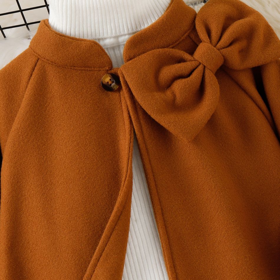 braun gemischter Mantel mit offenem Vorderteil für Kleinkinder mit Bowknot-Design braun big image 5