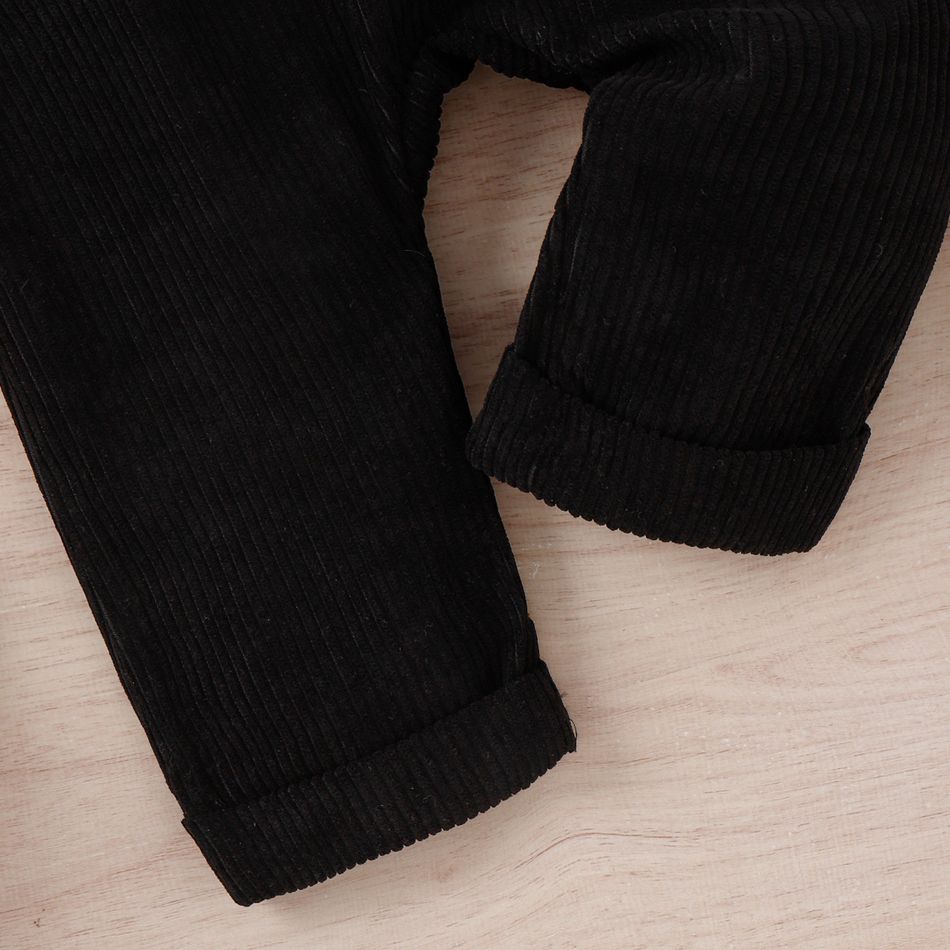 2pcs Baby Boy Allover Excavator Print Long-sleeve Tee and Overalls Pants Set Black big image 7