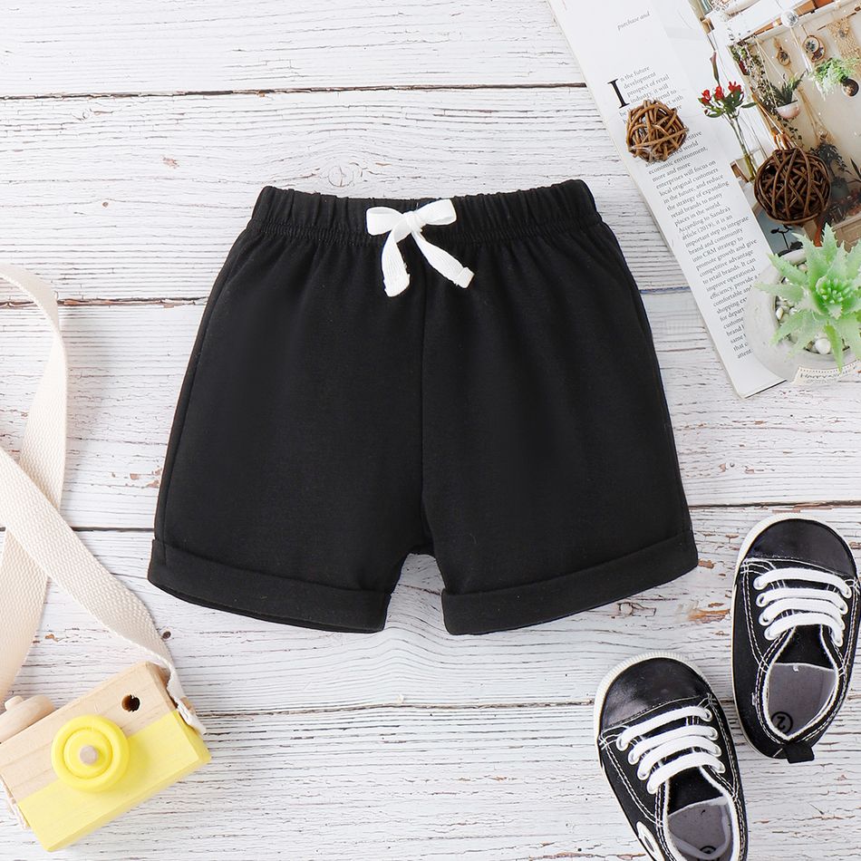 Baby Boy/Girl Solid Elasticized Waist Shorts Black