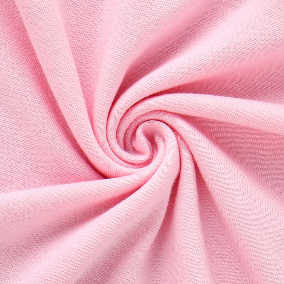 2pcs Toddler Girl Sweet Flutter-sleeve Tee and Stripe Belted Shorts Set Pink big image 8