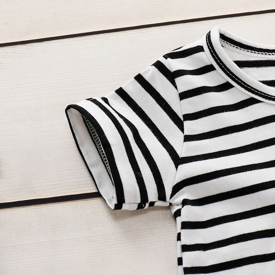 100% Cotton Striped Short-sleeve Baby Romper Black/White big image 5