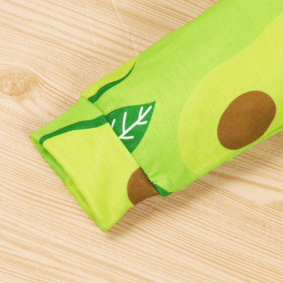 Avocado Allover Long-sleeve Green Baby Jumpsuit Green