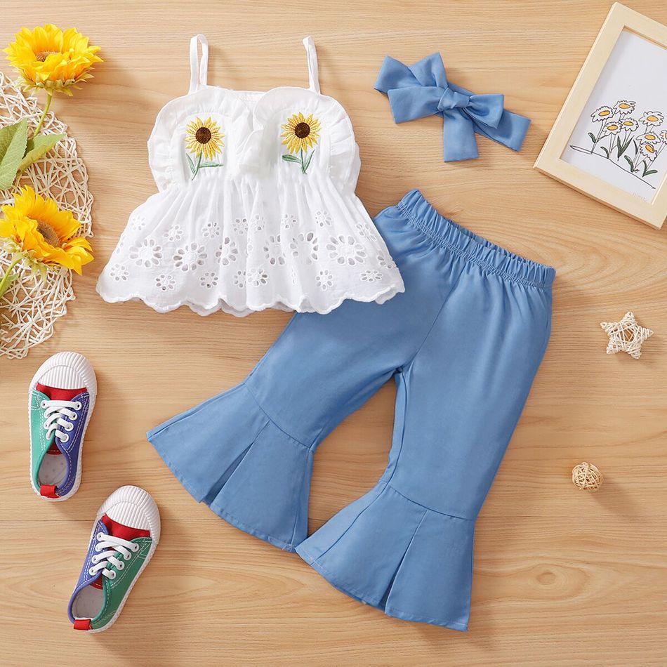 3pcs Sunflower Embroidered Baby Sling Set White