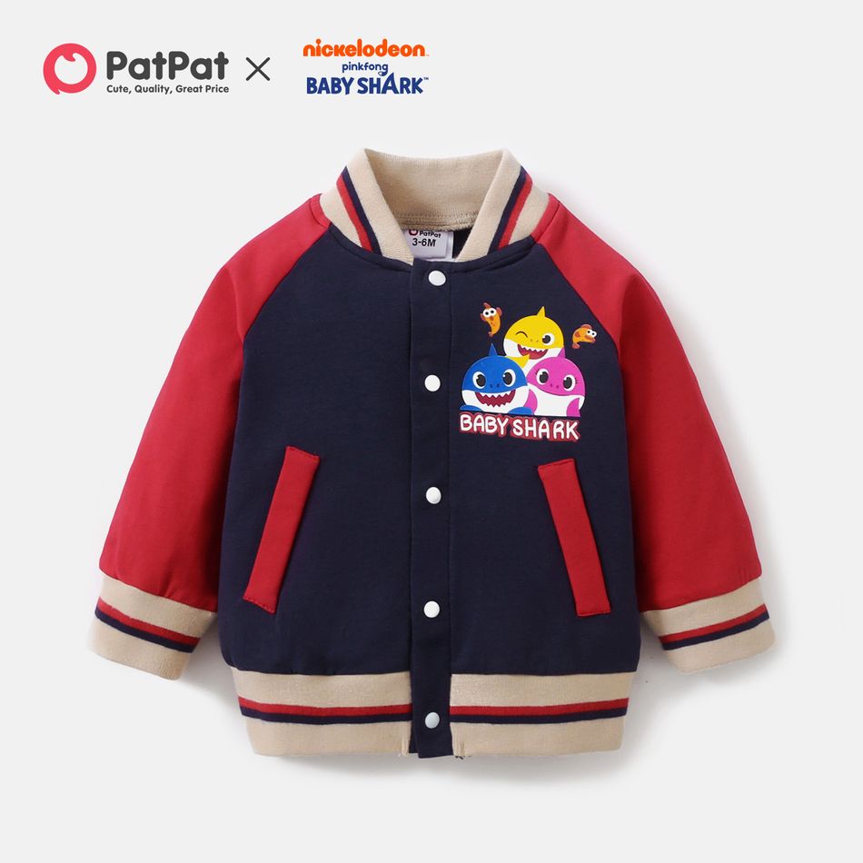 Baby Shark Colorblock Side-Pocket Cotton Jacket For Baby Deep Blue