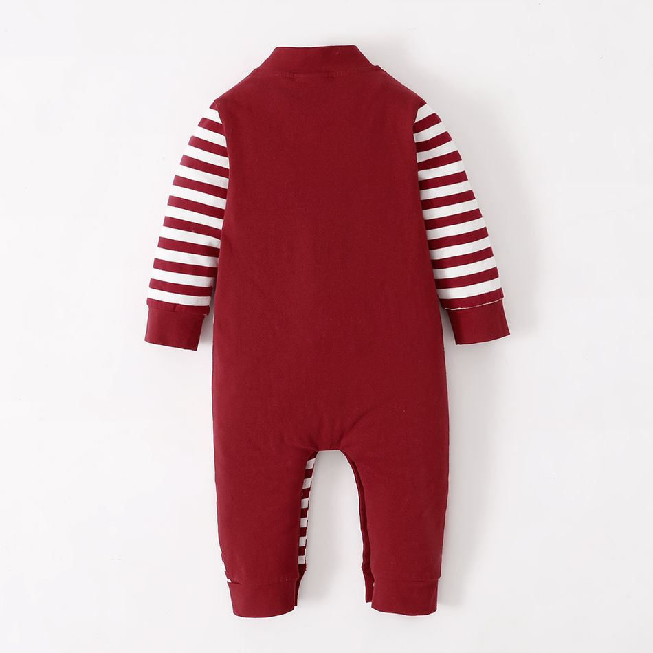 Baby Shark Baby Boy/Girl Stripe Cotton Christmas Jumpsuit Red big image 3