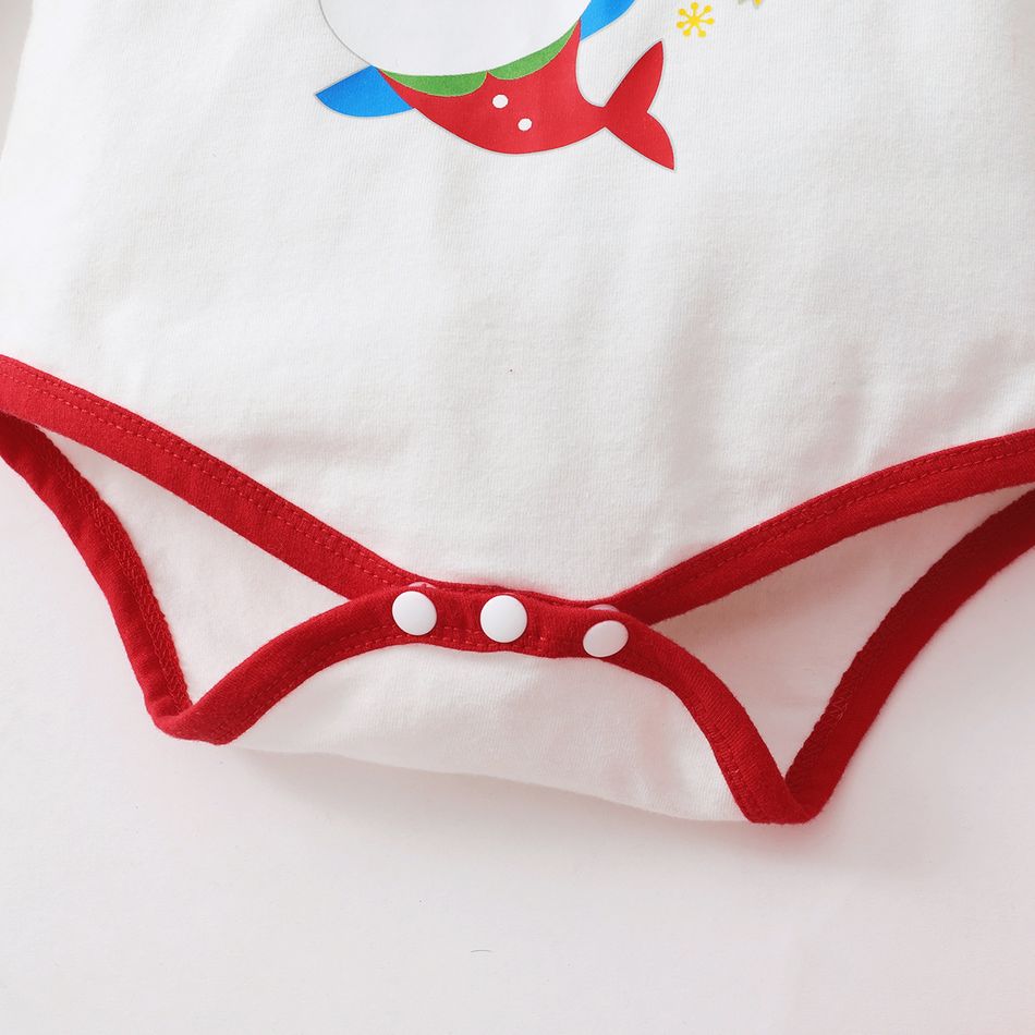 Baby Shark Christmas 3-Piece Baby Girl flounce bodysuit and polka dots mesh skirt set with headband أحمر big image 7