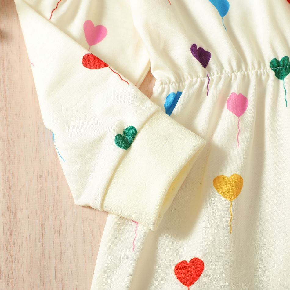 Toddler Girl Colorful Heart Print Ruffle Hem Long-sleeve Dress Colorful big image 6