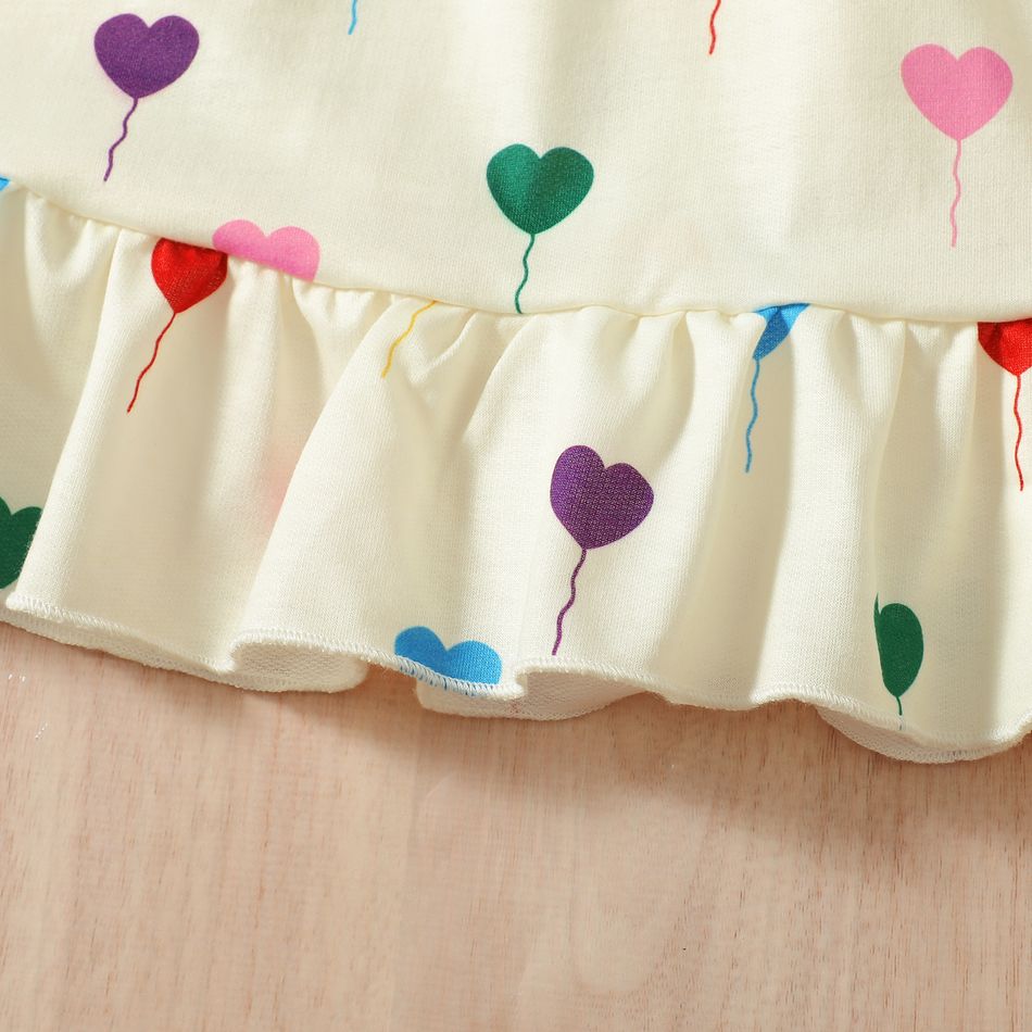 Toddler Girl Colorful Heart Print Ruffle Hem Long-sleeve Dress Colorful big image 8