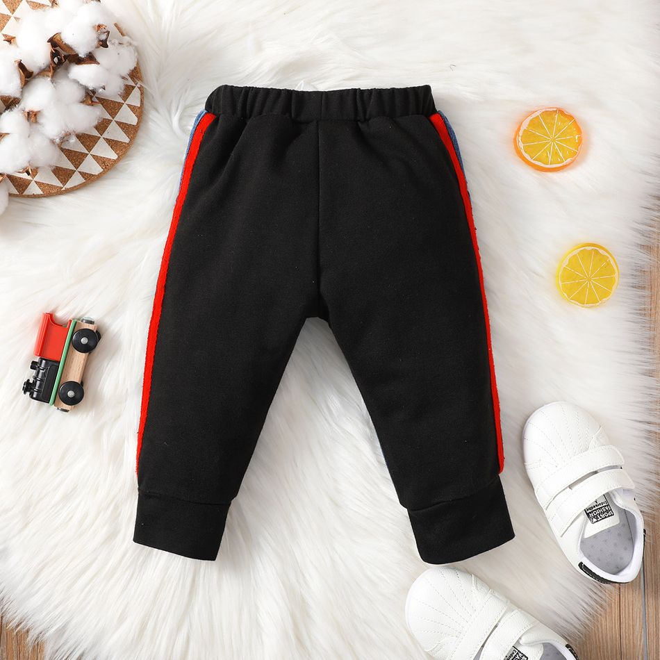 Baby Boy Colorblock Spliced Denim Pants Jeans Black big image 3