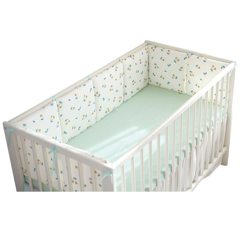 1 peça 100% algodão cama de bebê recém-nascido guardrail cerca de cama de bebê padrão de impressão anticolisão trilhos de segurança removíveis e laváveis para cama de bebê Branco