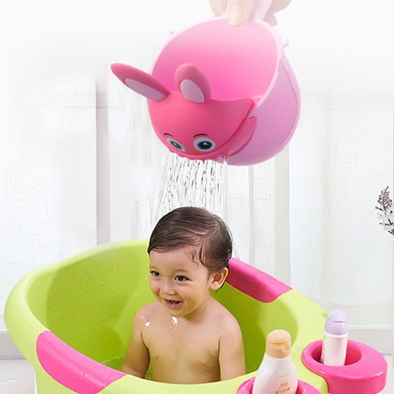 Newborn Child Shower Shampoo Cup Shampoo Cap Baby Cartoon Rabbit Shower Cup Baby Shower Water Spoon Bath Cup Watering Cup Light Green big image 8