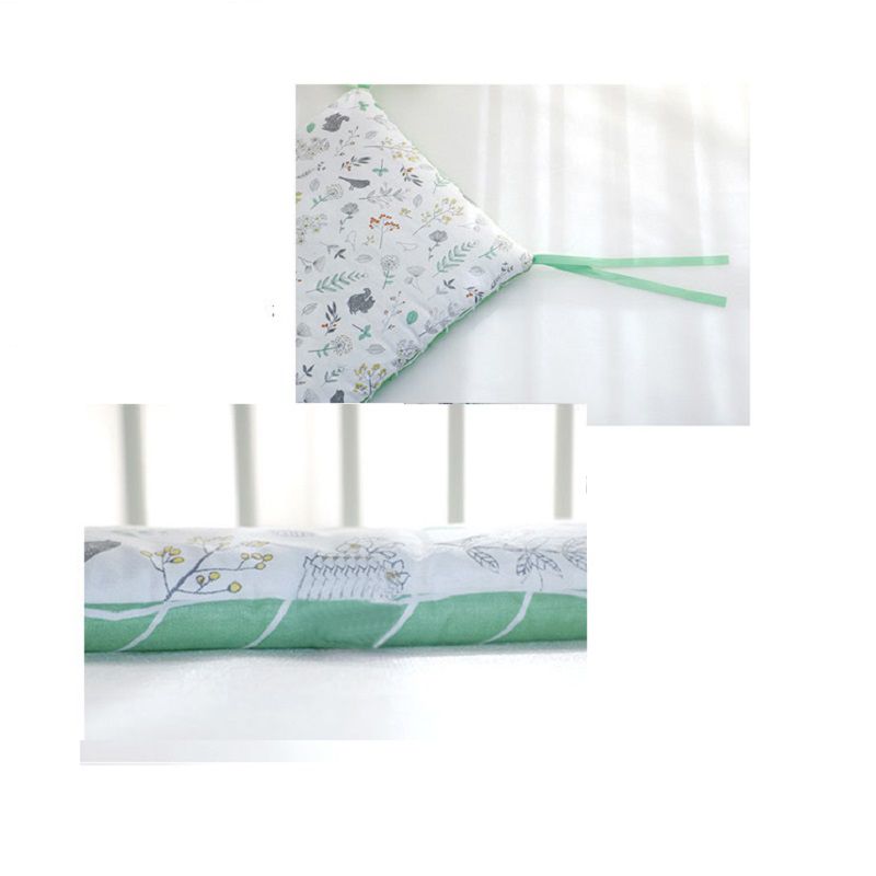 1-piece 100% Cotton Baby Bumper Cushion Pillow Bumpers In The Crib Baby Bed Protection Tour Light Green big image 3