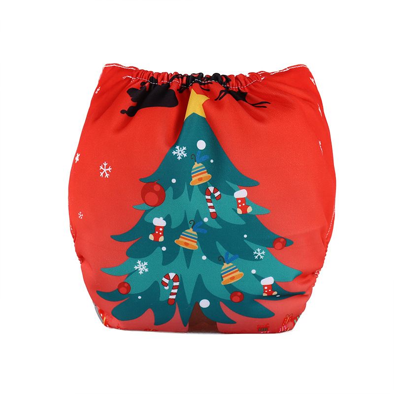 Christmas Baby Cloth Diapers Adjustable Washable Reusable for Baby Girls and Boys Red