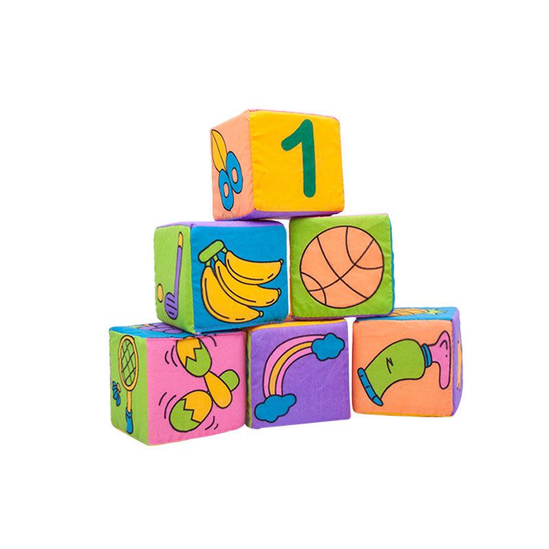 6-pack Baby Cloth Building Blocks Soft Rattle Mobile Magic Cube Plush Block with Sound Newborn Baby Early Educational Toys Colorful big image 1