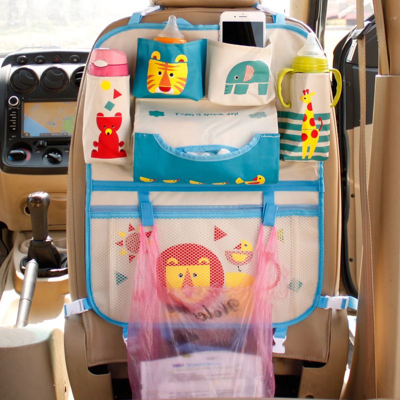 bolsa de armazenamento de carrinho de bebê acessórios para carrinho de bebê banco traseiro para carro bolsa organizadora de pano oxford armazenamento de suprimentos para bebê Azul big image 2