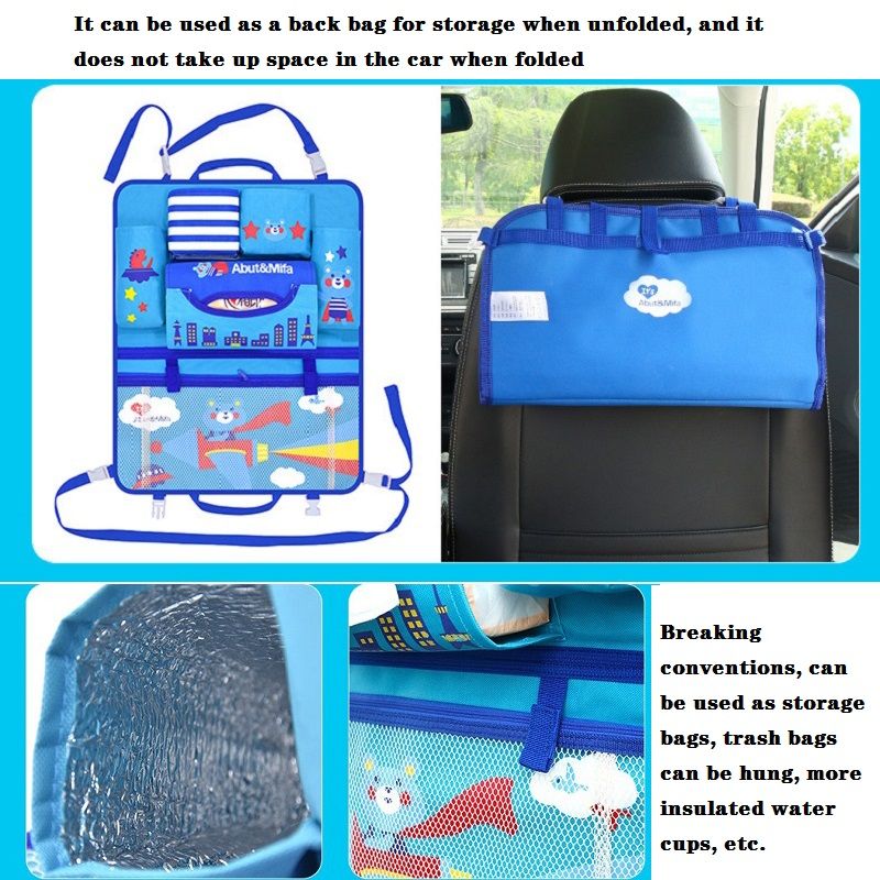 حقيبة تخزين عربة الأطفال ملحقات عربة المقعد الخلفي للسيارة أكسفورد القماش المنظم حقيبة تخزين لوازم الطفل أزرق big image 3