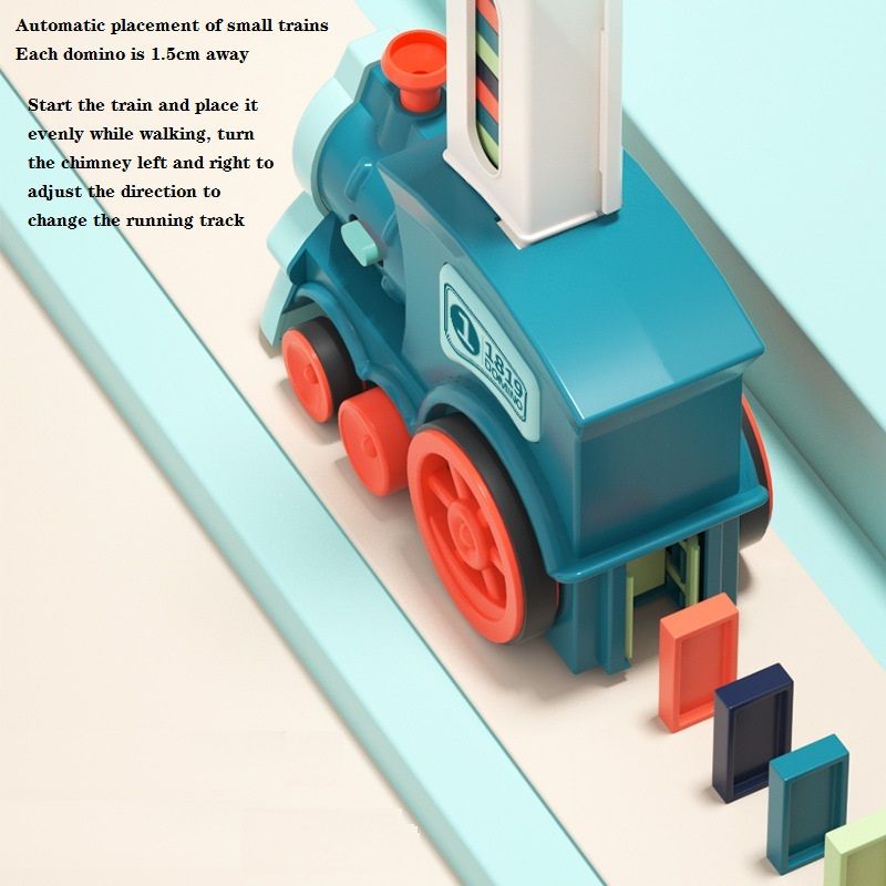 Conjunto de trem de dominó elétrico para crianças com construção de dominó de som de trem simulado e brinquedo de empilhamento presente de brinquedo educativo diy (trem elétrico e dominó precisam ser adquiridos separadamente) Rosa big image 4