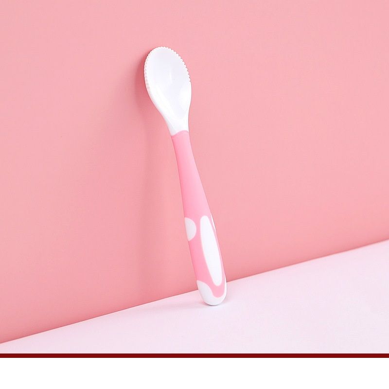 1pc/2pcs Baby Fruit Puree Scraper Spoon Mud Scraping Spoon with Teeth Baby Tableware Supplement Food Feeding Dishes Supplement Tools Pink