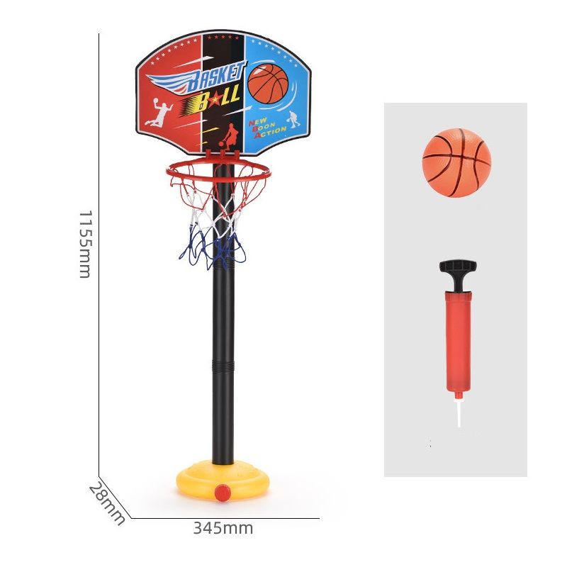 Kids Liftable Basketball Hoop Stand with Balls Pump Adjustable Height Indoor Outdoor Backyard Yard Games Toys Color block big image 2